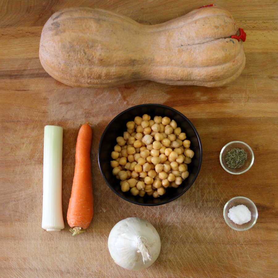 Ingredienti vellutata zucca e ceci