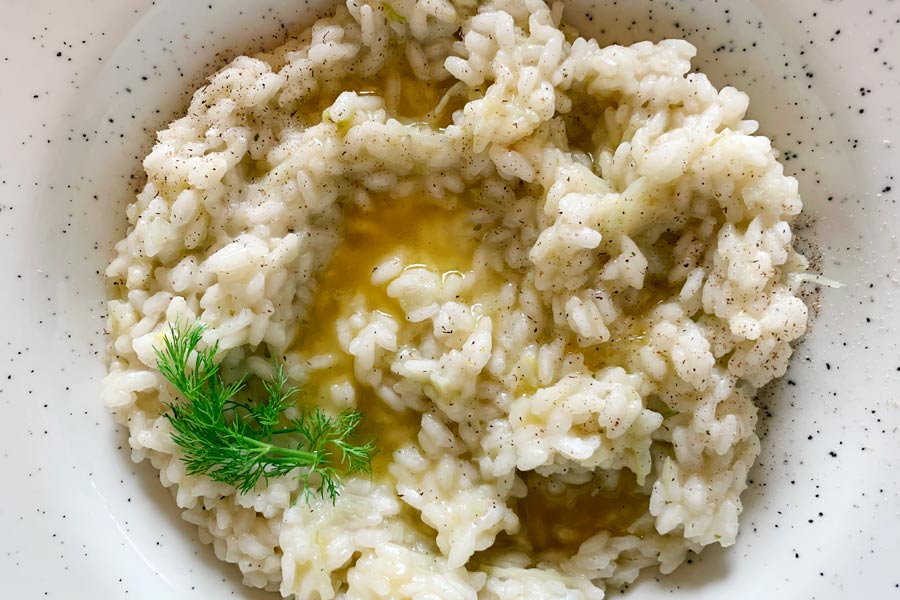 Risotto ai finocchi con riduzione agli agrumi