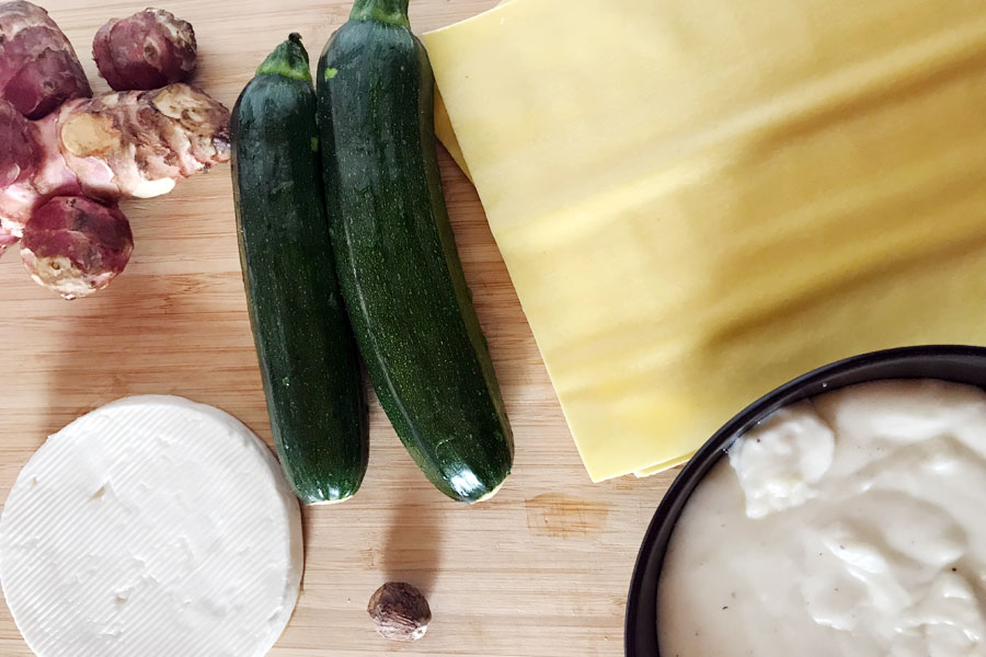 Lasagna bianca con zucchine e topinambur