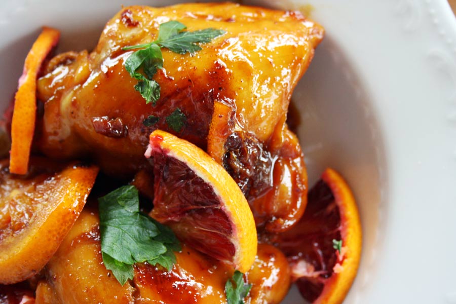 Pollo all'arancia glassato